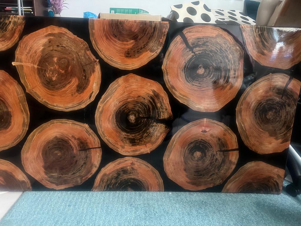 Epoxy Tafelblad met Boomstamschijven - 74x140 cm, Ophalen