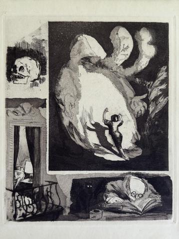 Originele ets (proefdruk) 1925 - Voltaire - Spook, droom beschikbaar voor biedingen