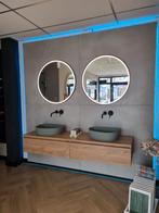 Stijlvolle onderkast met topblad 180 cm 2 led   lpiegels, 150 tot 200 cm, Nieuw, Ophalen of Verzenden, Minder dan 100 cm