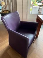 4 Paarse leren fauteuils - Middelman klasse, Huis en Inrichting, Fauteuils, Ophalen, Minder dan 75 cm, Leer, Zo goed als nieuw