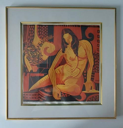 Lynoleum-snede vrouwelijk naakt Ercan Gülen, Antiek en Kunst, Kunst | Litho's en Zeefdrukken, Verzenden