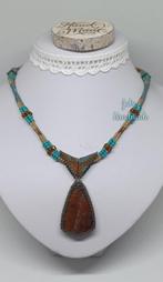 Ketting Miyuki aparte veins agaat hanger Juliez Handmade, Met hanger, Bruin, Nieuw, Ophalen of Verzenden