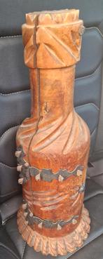 Vintage houtgesneden flessenhouder, Ophalen of Verzenden