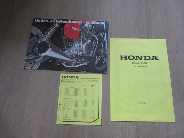Honda oa CB125 / CB250 / CB400 folder 1980 plus prijzen, Motoren, Handleidingen en Instructieboekjes, Honda, Ophalen of Verzenden