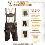 Lederhosen Man Oktoberfest Heren Trachten Mode Leer Bruin, Kleding | Heren, AA Lederhosen, Carnaval, Ophalen of Verzenden, Kleding