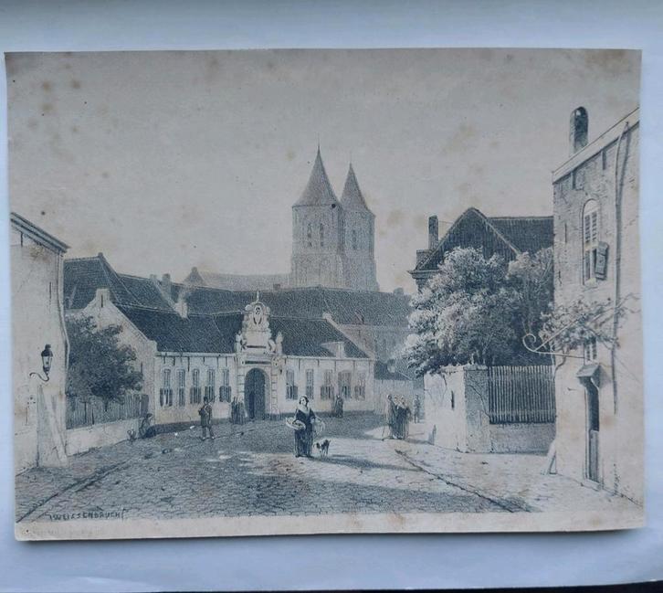 6 / Gezicht op Arnhem van Jan Weissenbruch, Antiek en Kunst, Kunst | Litho's en Zeefdrukken, Ophalen of Verzenden