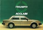 Folder Triumph Acclaim (ca.1982), Boeken, Auto's | Folders en Tijdschriften, Verzenden, Gelezen, Overige merken