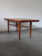 Vintage Deense salontafel in teak met spijlen, Ophalen, 100 tot 150 cm, 50 tot 75 cm, 50 tot 100 cm