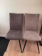 Eettafelstoelen bruin/atraciet, fuweelachtig stof bekleding., Huis en Inrichting, Ophalen, Gebruikt, Overige kleuren, Stof