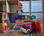 Brandweerman Sam kazerne, helikopter + brandweerauto op batt, Ophalen, Gebruikt