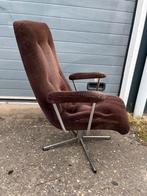 Bruin rib draaistoel fauteuil jaren 60-70 space age, Huis en Inrichting, Fauteuils, Gebruikt, Minder dan 75 cm, Ophalen of Verzenden