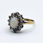 Vintage 9 karaat gouden ring met opaal & zirkonia, Verzenden, Dame, Goud, Kleiner dan 17
