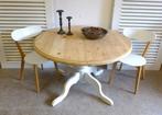 Prachtige witte landelijke ronde uitschuifbare tafel, Huis en Inrichting, Tafels | Eettafels, Ophalen, 100 tot 150 cm, Rond, ?