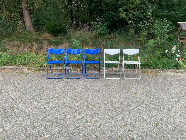 Klapstoel | Ikea Ted, Huis en Inrichting, Stoelen, Gebruikt, Vijf, Zes of meer stoelen, Kunststof, Metaal, Blauw, Ophalen