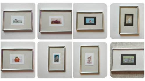 Mini schilderijen ingelijst 10x15cm dieren vogels vruchten, Huis en Inrichting, Woonaccessoires | Schilderijen, Tekeningen en Foto's