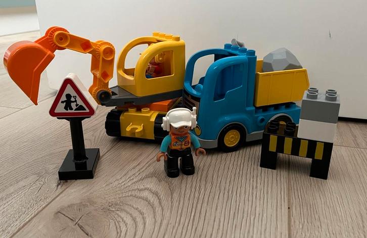 Duplo 10931 De Bouwplaats met Vrachtwagen, Kinderen en Baby's, Speelgoed | Duplo en Lego, Zo goed als nieuw, Duplo, Complete set
