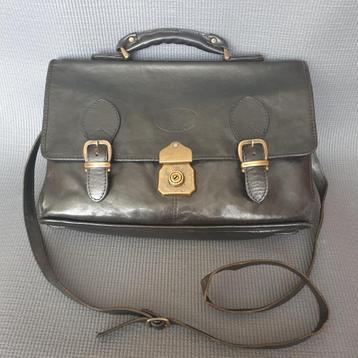 Vintage ca. 1980's Burkelys, lederen schoudertas beschikbaar voor biedingen