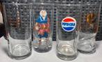 4 Verschillende Pepsi cola glazen. Hoogte 13,5 cm., Ophalen of Verzenden, Zo goed als nieuw, Frisdrankglas