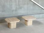 travertine sidetable’s, set van twee, Antiek en Kunst, Ophalen of Verzenden