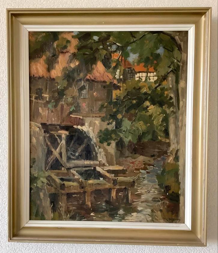 KEES PASMANS (1899-1928) - Oude Molen te Ankum (1926), Antiek en Kunst, Kunst | Schilderijen | Klassiek, Ophalen of Verzenden