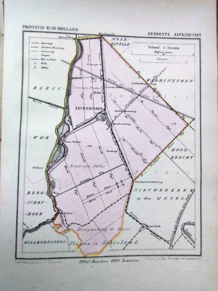 204/ Zevenhuizen/ Ruimzigt / Verlaat Litho Kuyper  ZH, Antiek en Kunst, Kunst | Litho's en Zeefdrukken, Ophalen of Verzenden