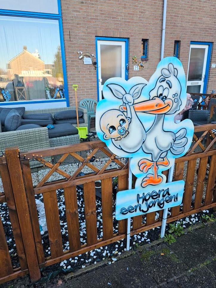 Geboortebord Jongen - Hoera een jongen!, Kinderen en Baby's, Kraamcadeaus en Geboorteborden, Zo goed als nieuw, Geboortebord, Ophalen