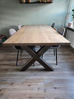 eikenhouten tafel met X-poot 200x100, Ophalen, Gebruikt, 200 cm of meer, 50 tot 100 cm