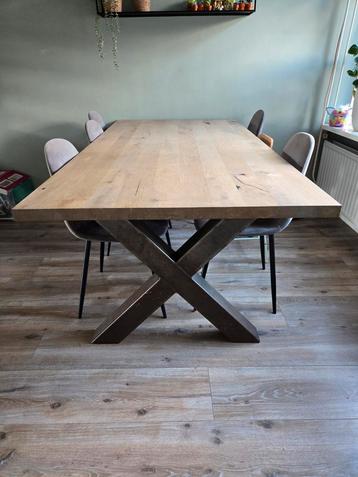 eikenhouten tafel met X-poot 200x100  beschikbaar voor biedingen