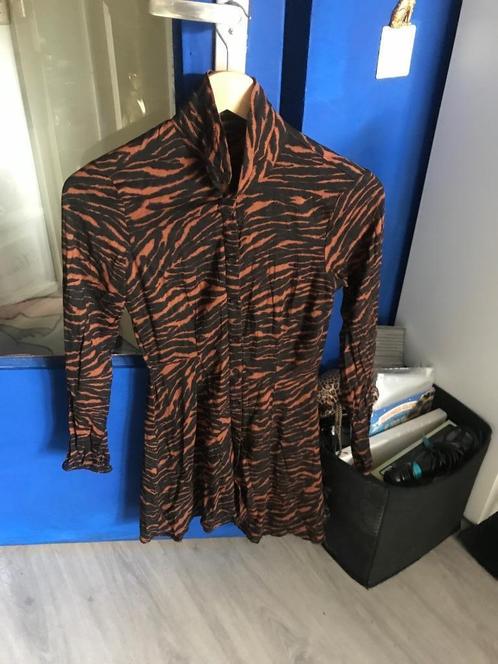 Tijgerprint jurkje, Kleding | Dames, Jurken, Gedragen, Maat 36 (S), Bruin, Boven de knie, Verzenden