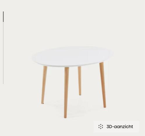 Uitschuifbare eettafel rond / ovaal wit, Huis en Inrichting, Tafels | Eettafels, Gebruikt, 50 tot 100 cm, 150 tot 200 cm, Vijf personen of meer
