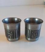 Twee tinnen  borrelglazen van Konge in Noorwegen., Ophalen of Verzenden