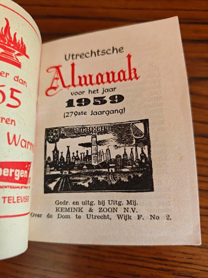 Utrechtsche Almanak 1959 - Kemink & Zoon, Antiek en Kunst, Antiek | Boeken en Bijbels, Ophalen