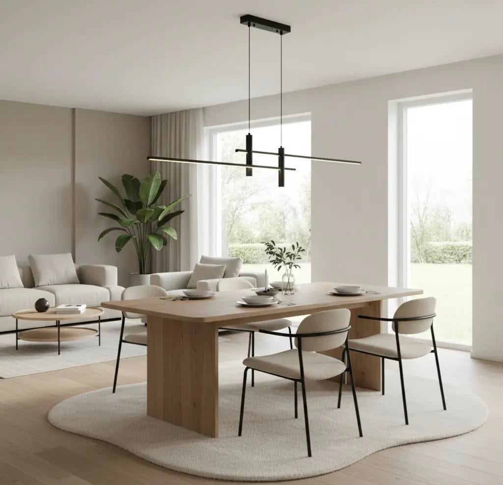 Moderne NEUWE hanglamp dimbaar zwart kookeikand/eettafel, Huis en Inrichting, Lampen | Hanglampen, Ophalen of Verzenden, Nieuw