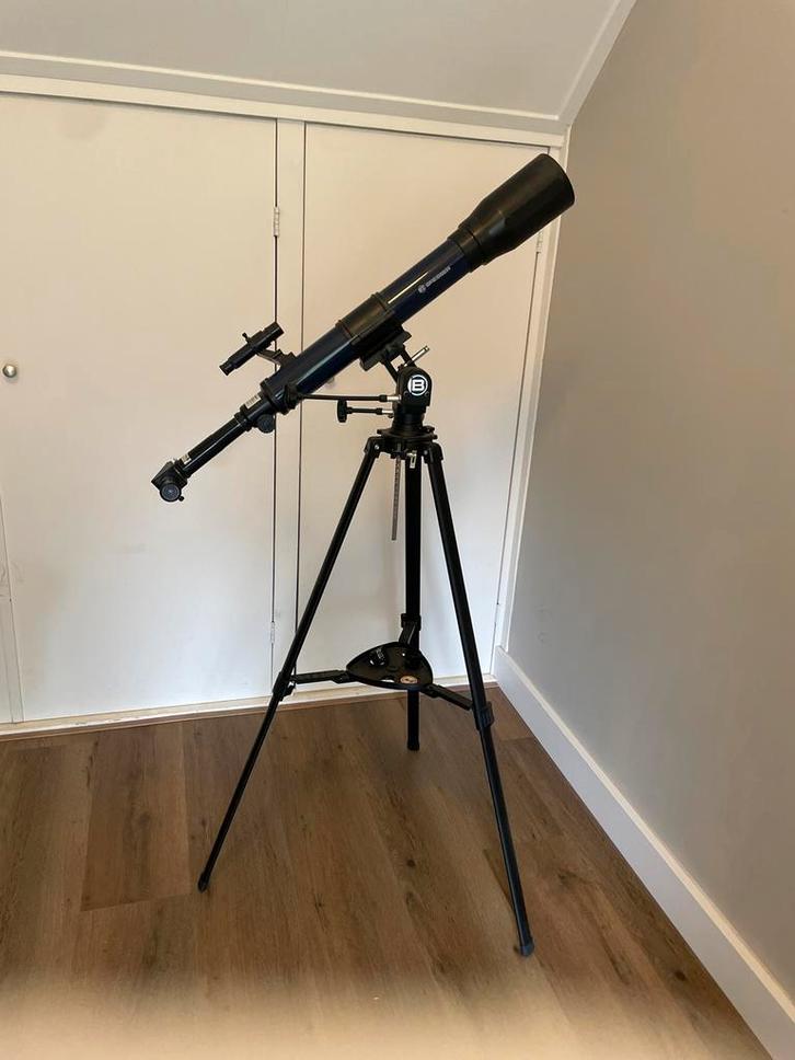Bresser Telescoop met Statief, Audio, Tv en Foto, Optische apparatuur | Telescopen, Gebruikt, Lenzentelescoop (refractor), Minder dan 80 mm