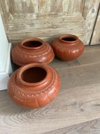 3 x vintage rustieke pot terracotta aardewerk zwaar., Ophalen