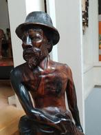 Balinese visser beeld, houtsnijwerk. 17,5 cm., Antiek en Kunst, Ophalen