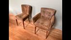 Pilootlederen eetkamer stoelen, met kersenhouten poten, Huis en Inrichting, Stoelen, Ophalen, Zo goed als nieuw, Vijf, Zes of meer stoelen