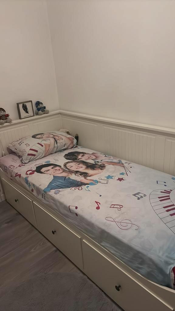 2 laden bed van ikea, Huis en Inrichting, Slaapkamer | Bedden, Zo goed als nieuw, Tweepersoons, 200 cm, Hout, Wit, Ophalen