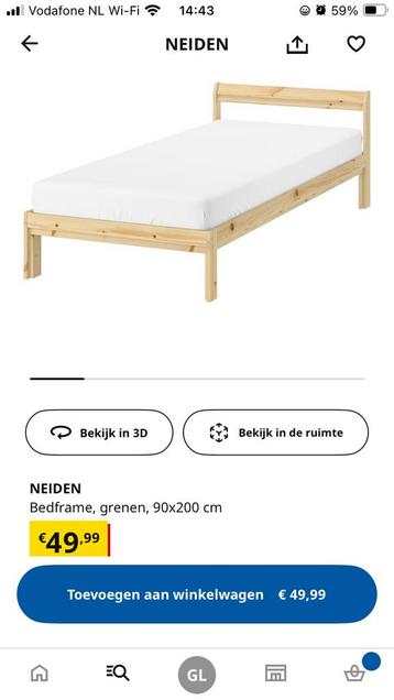 IKEA Neiden Bedframe + Luroy Lattenbodem - afbeelding 1