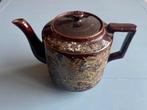 Vintage bruin keramieken theepot met gouddessin, Antiek en Kunst, Antiek | Servies los, Ophalen of Verzenden