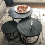 Zwarte mangohouten salontafelset, 50 tot 100 cm, Minder dan 50 cm, Nieuw, Modern/industrieel