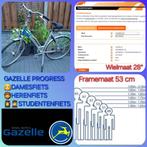 GAZELLE PROGRESS👱‍♀️DAMES🧔HEREN👩‍🎓👨‍🎓STUDENTENFIETS, 53 tot 56 cm, Zo goed als nieuw, Handrem, Ophalen