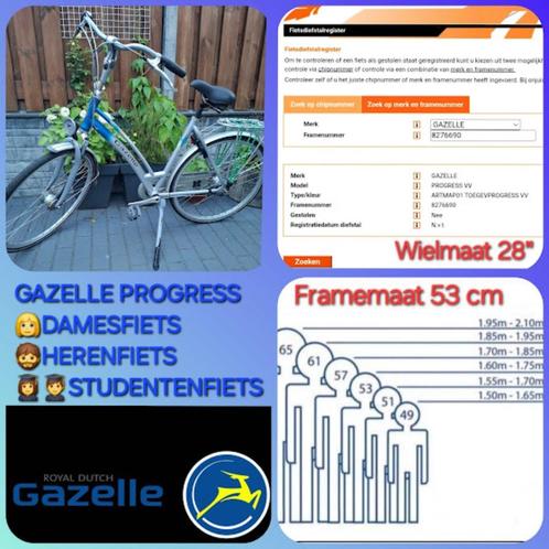 GAZELLE PROGRESS👱‍♀️DAMES🧔HEREN👩‍🎓👨‍🎓STUDENTENFIETS, Fietsen en Brommers, Fietsen | Dames | Omafietsen, Zo goed als nieuw