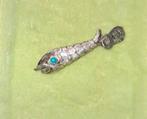 Zilveren Vis Hanger met Turquoise Oog.  3.0 cm lang., Gebruikt, Ophalen of Verzenden, Met edelsteen, Zilver