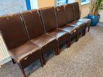 Set van 6 bruine kunstleren stoelen, Ophalen, Gebruikt, Bruin, Leer