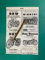 DKW/Rudge/Bianchi Motorcycle Advertentie 1927 GER/AUT (Org.), Verzamelen, Knipsel(s), Ophalen of Verzenden, Buitenland, 1920 tot 1940