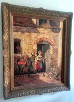 Groot 19e eeuws (?) schilderij met meisje en ezel, Ophalen