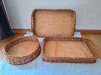 3 x rotan dienblad vintage, Ophalen, Gebruikt, Overige vormen, Overige materialen