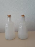 2 decoratieve melkglas fles met kurk dop - nieuw, Huis en Inrichting, Woonaccessoires | Vazen, Wit, Nieuw, Ophalen of Verzenden