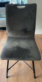 6 Eettafelstoelen - Grijze bekleding, Huis en Inrichting, Stoelen, Ophalen, Gebruikt, Metaal, Grijs